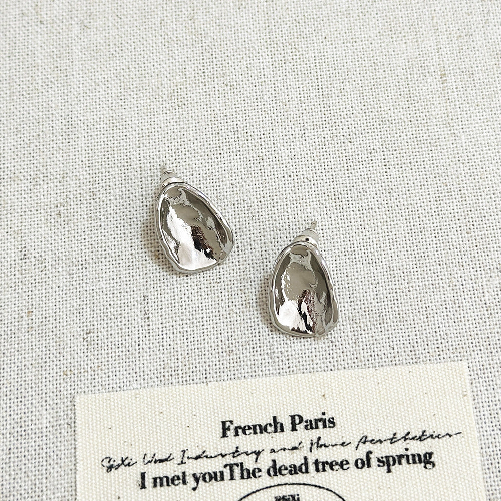 Wholesale European and American retro Valentine's Day metal earrings 925 sterling silver cold style handmade texture silver gold earrings